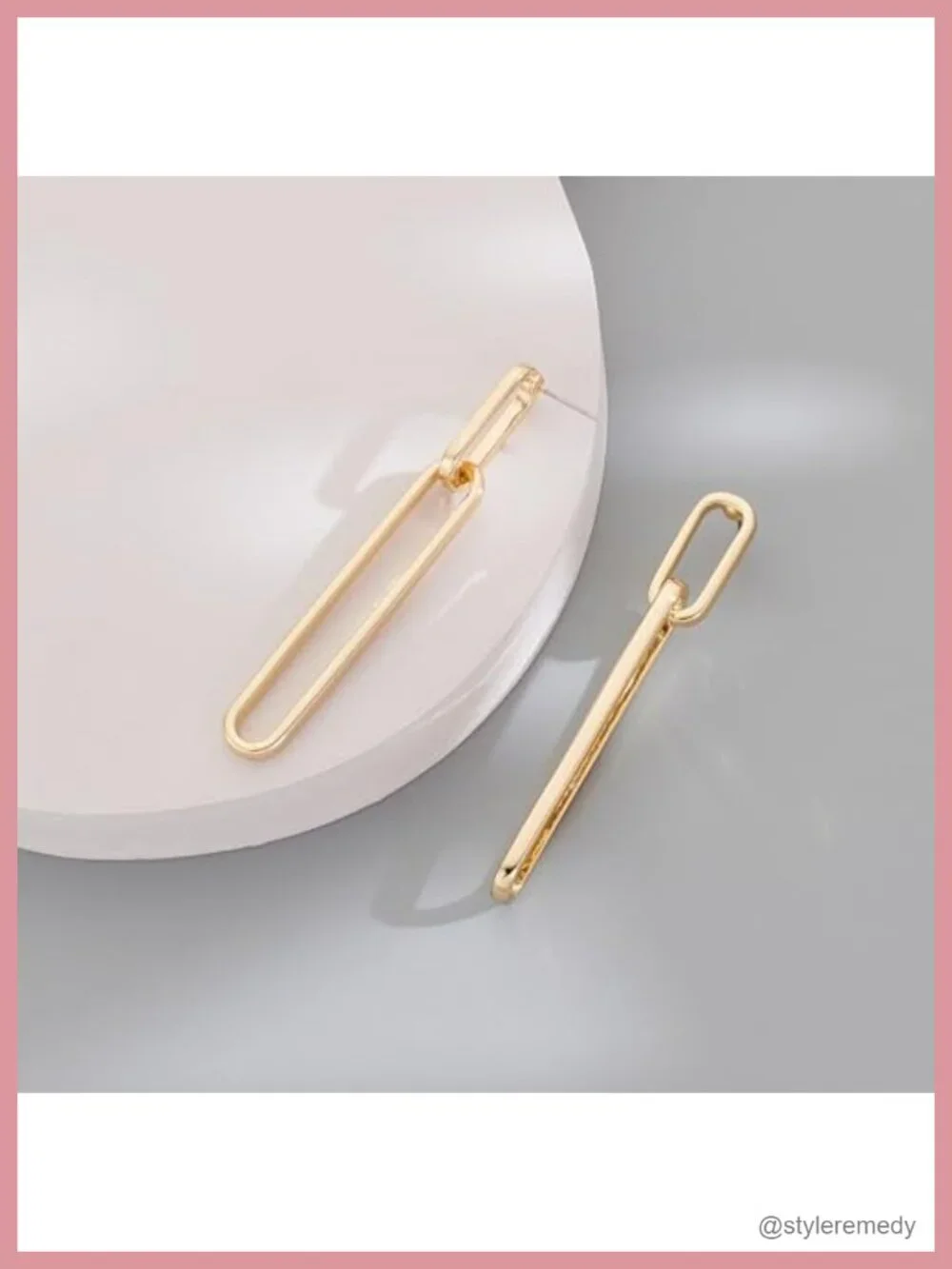 Geometric Link Drop Dangle Earrings - Gold Silver Brass